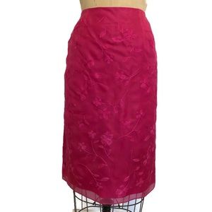 NWT Silk Embroidered Skirt / Sandra King / Pink / Size 12